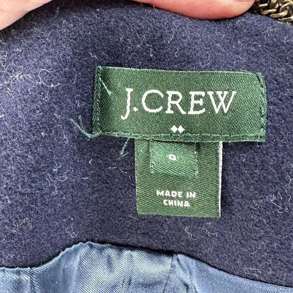 J. Crew women's 0 peacoat Navy wool blend gold crested buttons double breasted - Picture 8 of 9